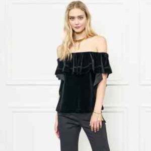 Rachel Zoe Black Velvet Gaia Off the Shoulder Top